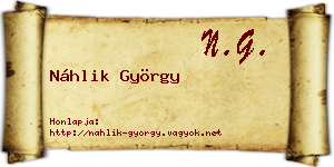 Náhlik György névjegykártya