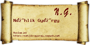 Náhlik György névjegykártya